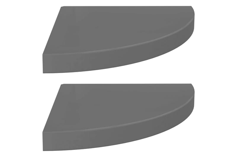 svævehylder til hjørne 2 stk. 35x35x3,8 cm MDF grå højglans - Grå - Væghylde & vægreol
