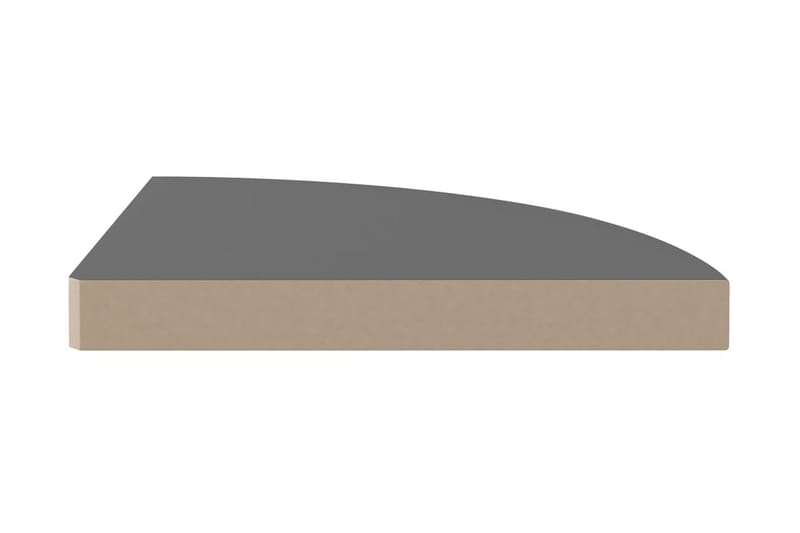 svævehylder til hjørne 2 stk. 35x35x3,8 cm MDF grå højglans - Grå - Væghylde & vægreol