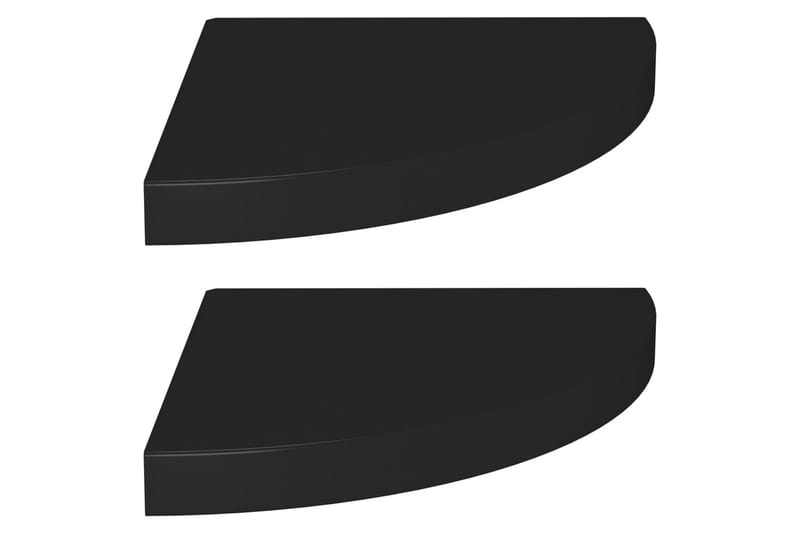 svævehylder til hjørne 2 stk. 35x35x3,8 cm MDF sort - Sort - Opbevaring - Hylder & Reoler - Væghylde & vægreol