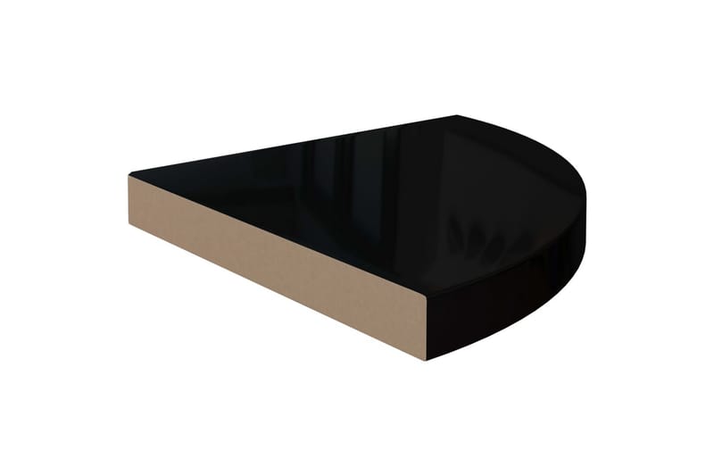 svævehylder til hjørne 2 stk. 35x35x3,8cm MDF sort højglans - Sort - Opbevaring - Hylder & Reoler - Væghylde & vægreol
