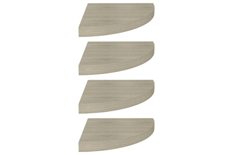 svævehylder til hjørne 4 stk. 35x35x3,8 cm MDF egetræsfarve - Brun - Opbevaring - Hylder & Reoler - Væghylde & vægreol