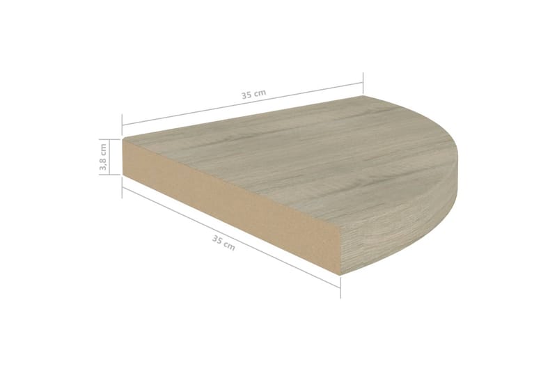 svævehylder til hjørne 4 stk. 35x35x3,8 cm MDF egetræsfarve - Brun - Opbevaring - Hylder & Reoler - Væghylde & vægreol