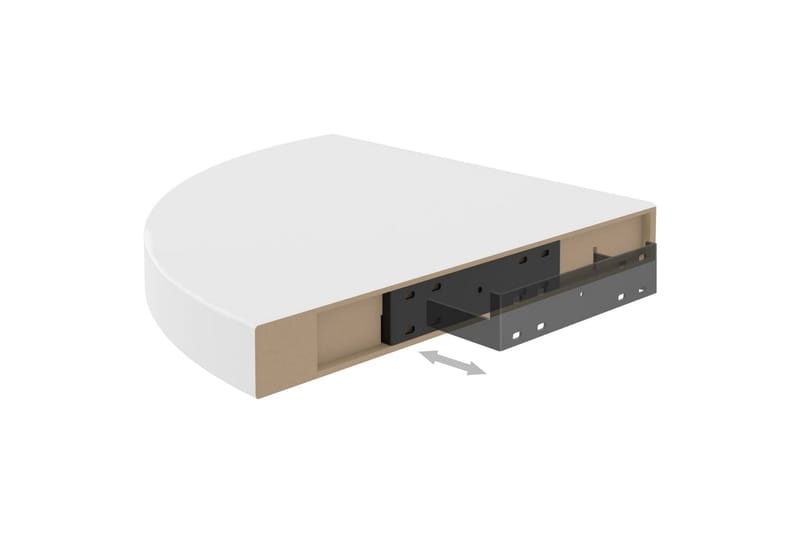 svævehylder til hjørne 4 stk. 35x35x3,8 cm MDF hvid - Hvid - Opbevaring - Hylder & Reoler - Væghylde & vægreol