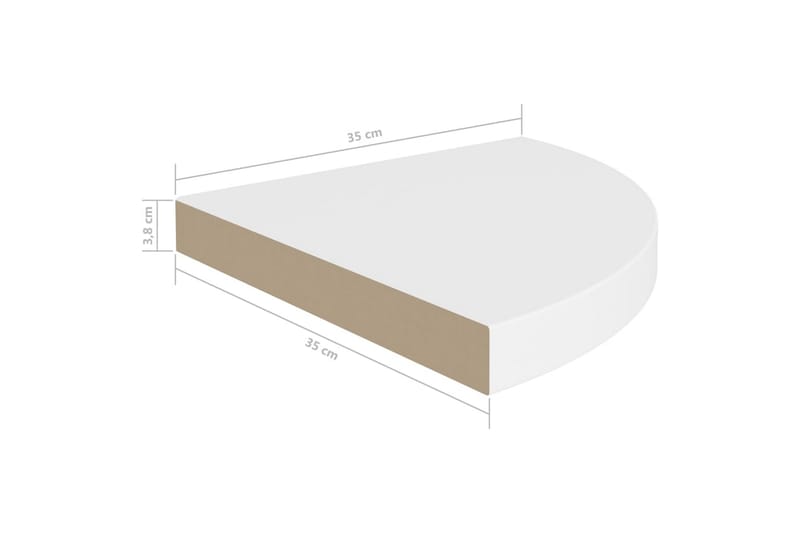 svævehylder til hjørne 4 stk. 35x35x3,8 cm MDF hvid - Hvid - Opbevaring - Hylder & Reoler - Væghylde & vægreol