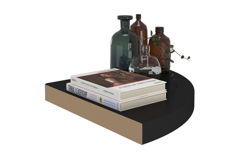 svævehylder til hjørne 4 stk. 35x35x3,8 cm MDF sort - Sort - Opbevaring - Hylder & Reoler - Væghylde & vægreol
