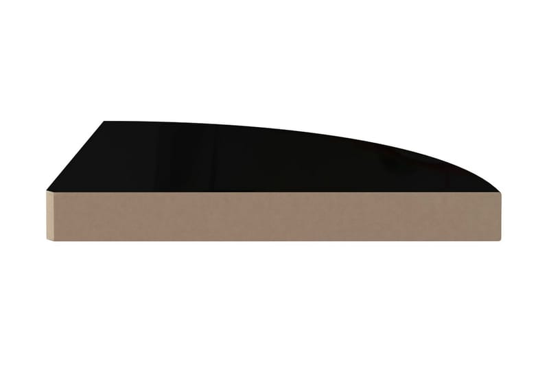 svævehylder til hjørne 4 stk. 35x35x3,8cm MDF sort højglans - Sort - Opbevaring - Hylder & Reoler - Væghylde & vægreol