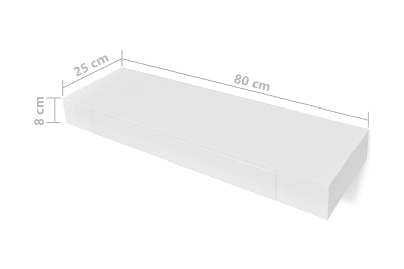 Svævende Væghylder Med Skuffer 2 Stk. 80 Cm Hvid - Hvid - Væghylde & vægreol