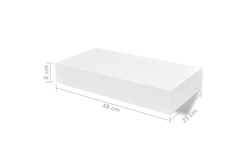 Svævende Væghylder Med Skuffer 2 Stk. Hvid 48 Cm - Hvid - Opbevaring - Hylder & Reoler - Væghylde & vægreol