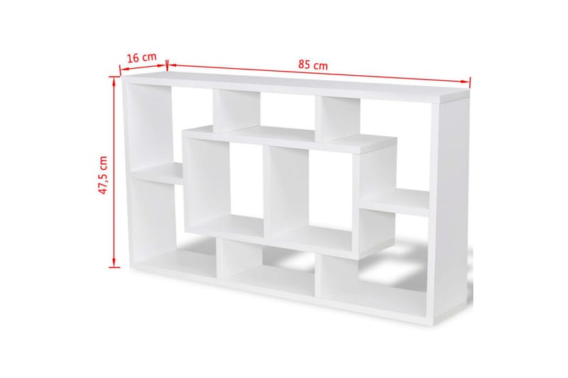 Svævereol Med 8 Rum Hvid - Hvid - Væghylde & vægreol