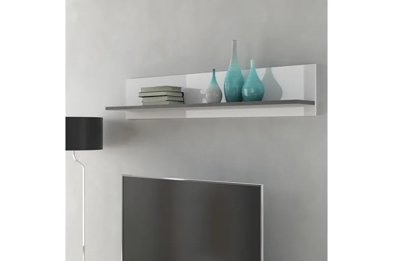 Tolovgrad Væghylde 22x150 cm - Grå/Hvid - Opbevaring - Hylder & Reoler - Væghylde & vægreol