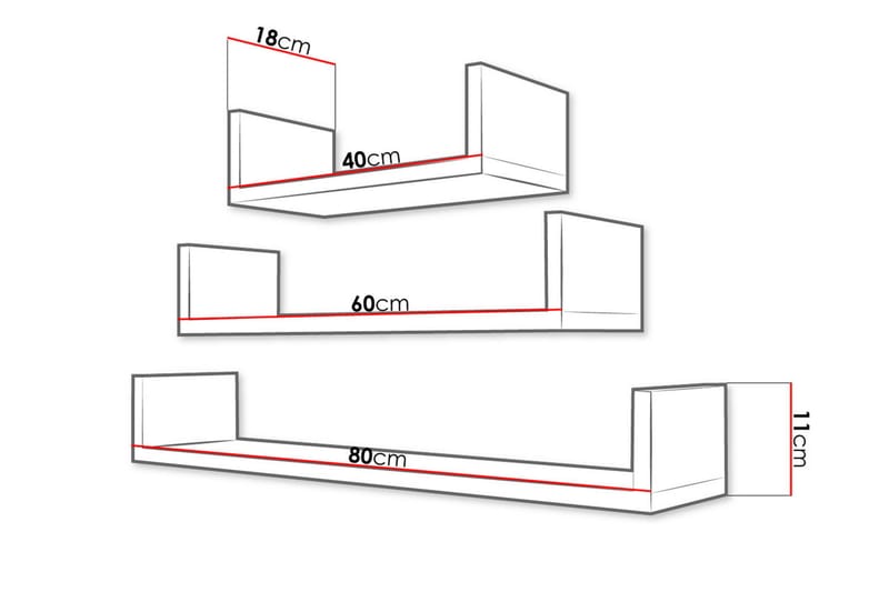 Trio Væghylde - Grå / Hvid - Opbevaring - Hylder & Reoler - Væghylde & vægreol