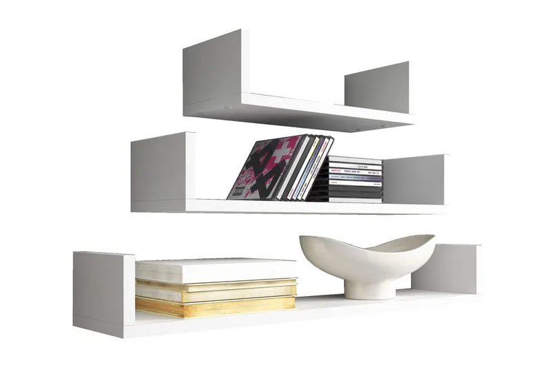 Trio Væghylde, Grå / Hvid