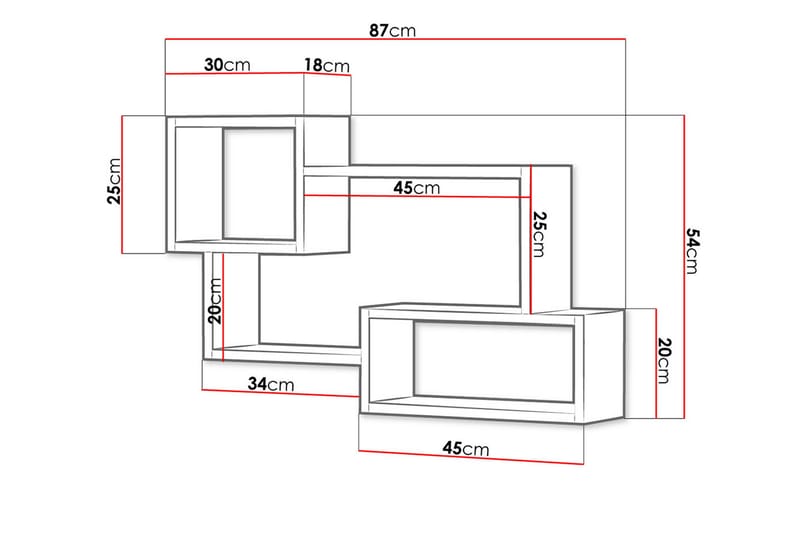 Triorana Hylla 87 cm Vit||Ek - Opbevaring - Hylder & Reoler - Væghylde & vægreol