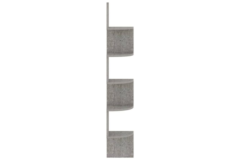 væghængt hjørnehylde 19x19x123 cm spånplade betongrå - Grå - Væghylde & vægreol