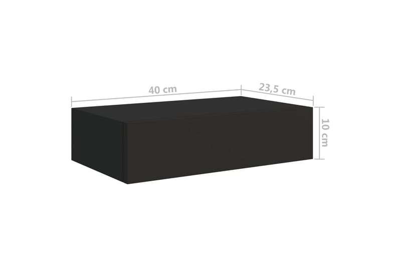 væghængt hylde med skuffe 40x23,5x10 cm MDF sort - Sort - Væghylde & vægreol