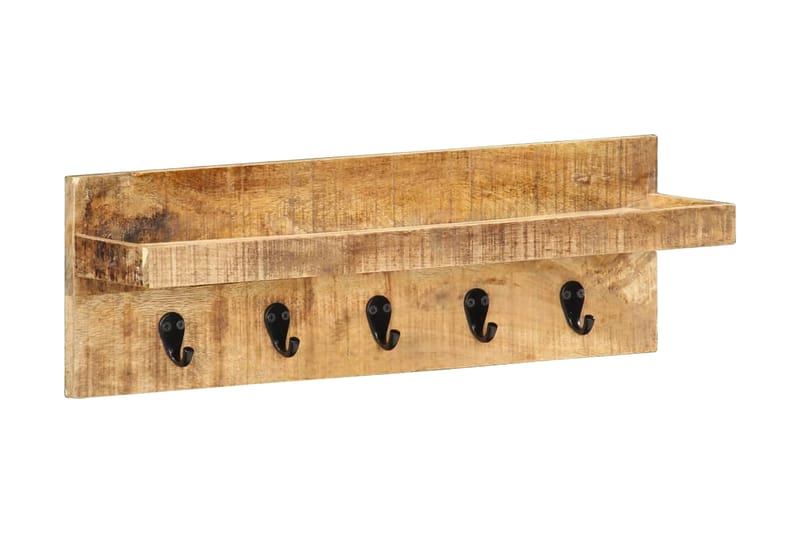Væghængt Knagerække 60X15X20 cm Massivt Ru Mangotræ - Opbevaring - Hylder & Reoler - Væghylde & vægreol