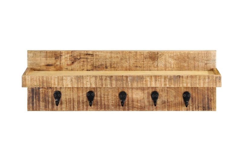 Væghængt Knagerække 60X15X20 cm Massivt Ru Mangotræ - Opbevaring - Hylder & Reoler - Væghylde & vægreol