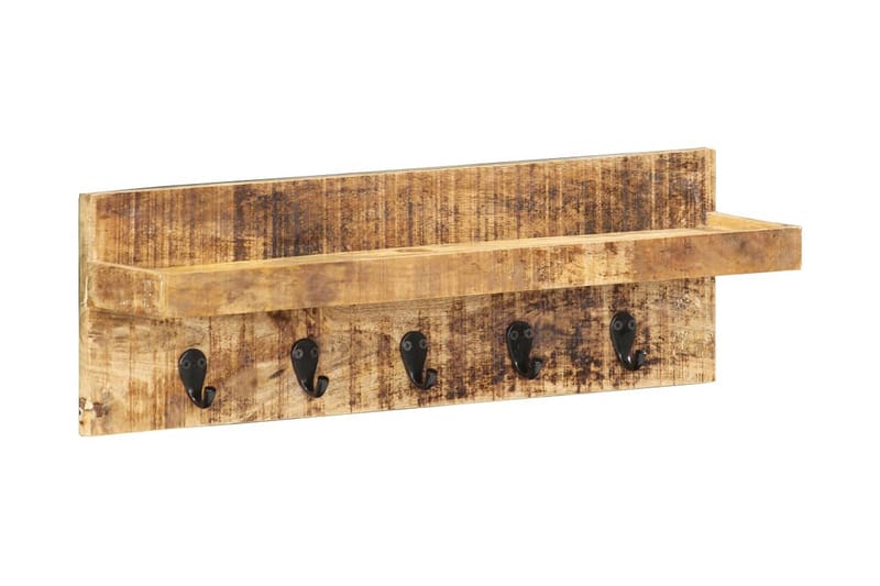Væghængt Knagerække 60X15X20 cm Massivt Ru Mangotræ - Opbevaring - Hylder & Reoler - Væghylde & vægreol