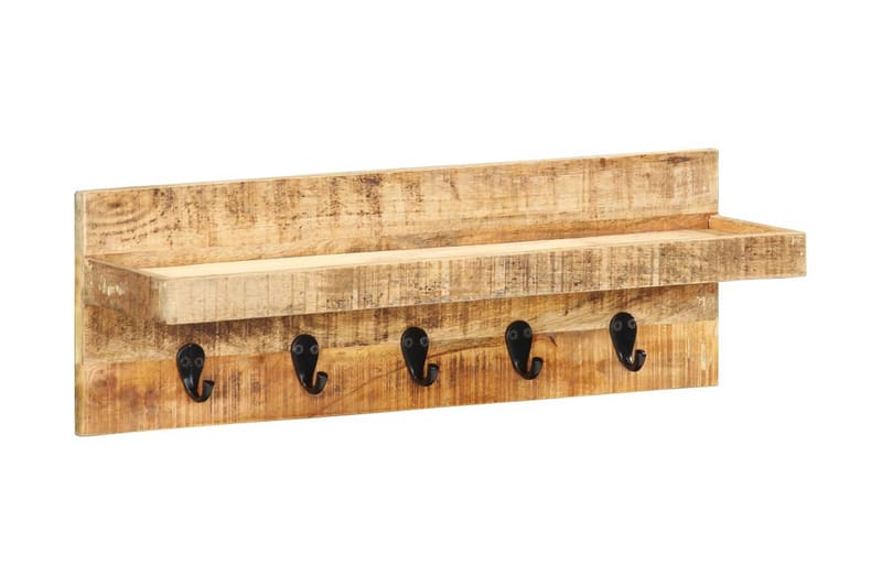 Væghængt Knagerække 60X15X20 cm Massivt Ru Mangotræ - Opbevaring - Hylder & Reoler - Væghylde & vægreol