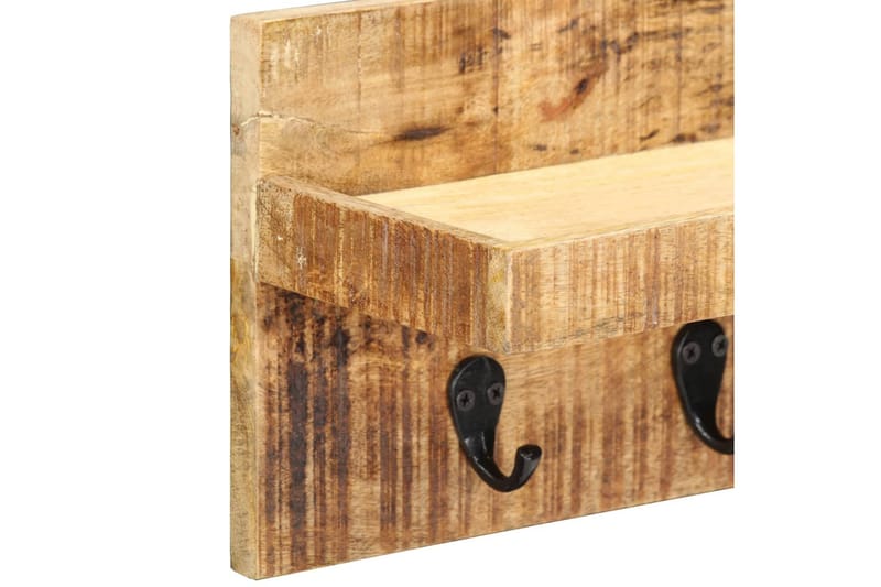 Væghængt Knagerække 60X15X20 cm Massivt Ru Mangotræ - Opbevaring - Hylder & Reoler - Væghylde & vægreol
