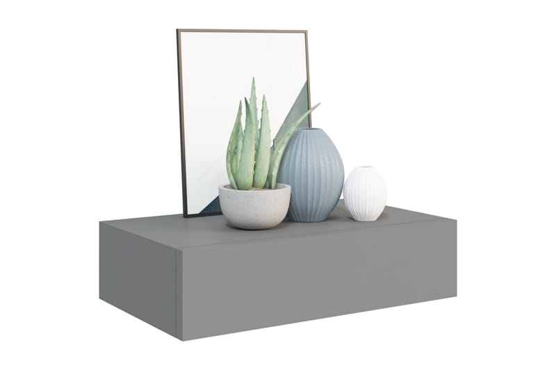 væghængte hylder med skuffe 2 stk. 40x23,5x10 cm MDF grå - Grå - Opbevaring - Hylder & Reoler - Væghylde & vægreol