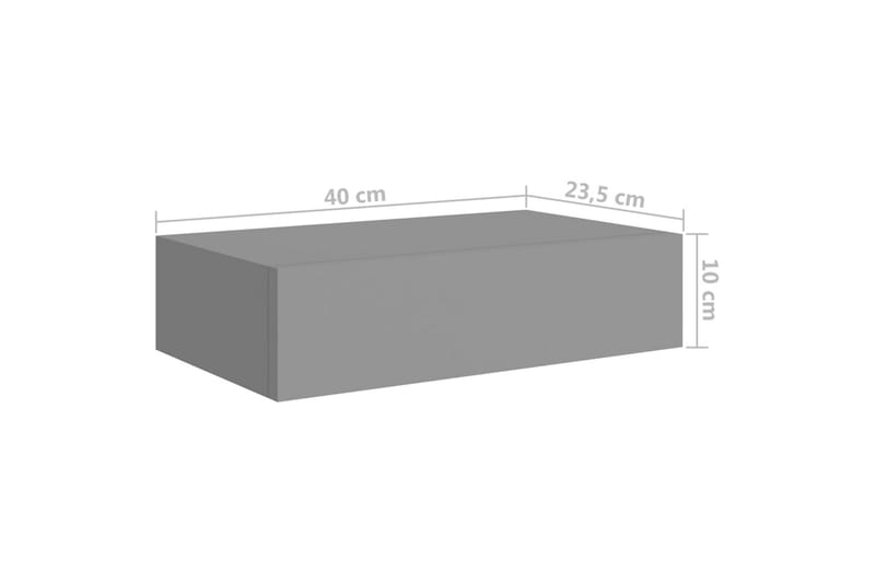 væghængte hylder med skuffe 2 stk. 40x23,5x10 cm MDF grå - Grå - Væghylde & vægreol