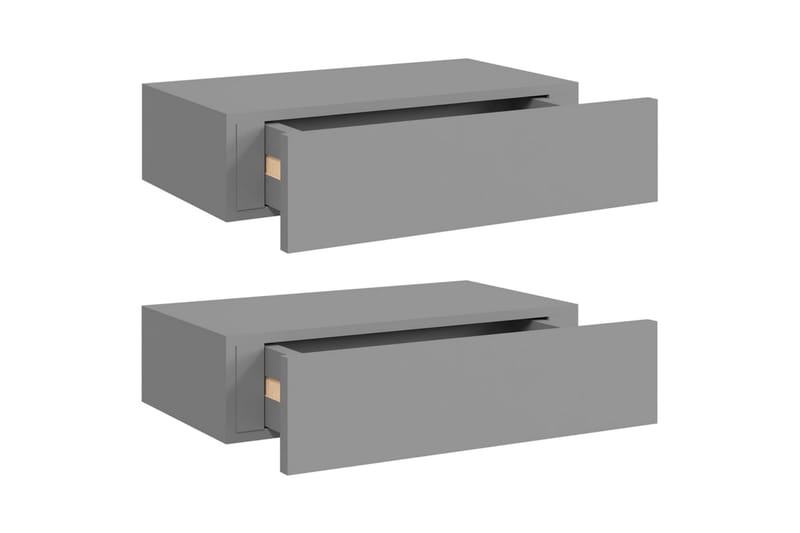 væghængte hylder med skuffe 2 stk. 40x23,5x10 cm MDF grå - Grå - Opbevaring - Hylder & Reoler - Væghylde & vægreol