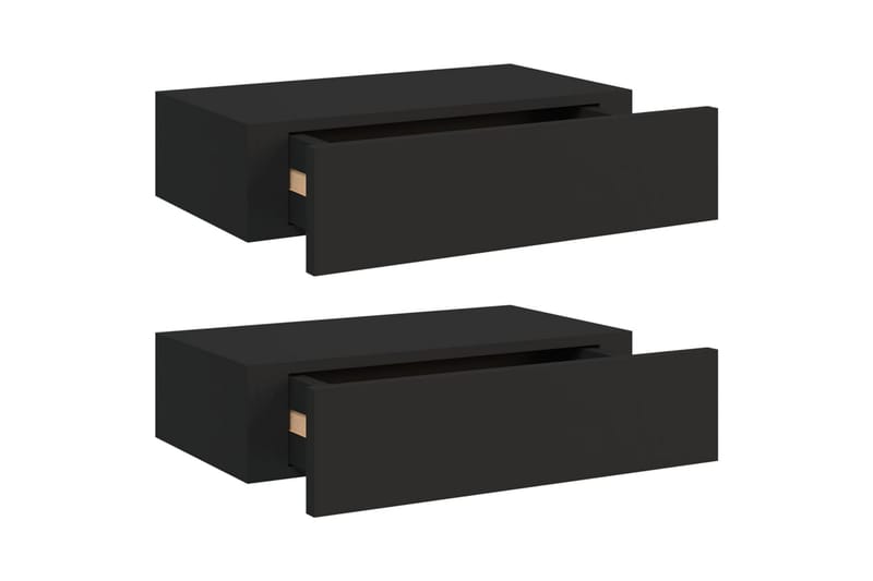 væghængte hylder med skuffe 2 stk. 40x23,5x10 cm MDF sort - Sort - Opbevaring - Hylder & Reoler - Væghylde & vægreol