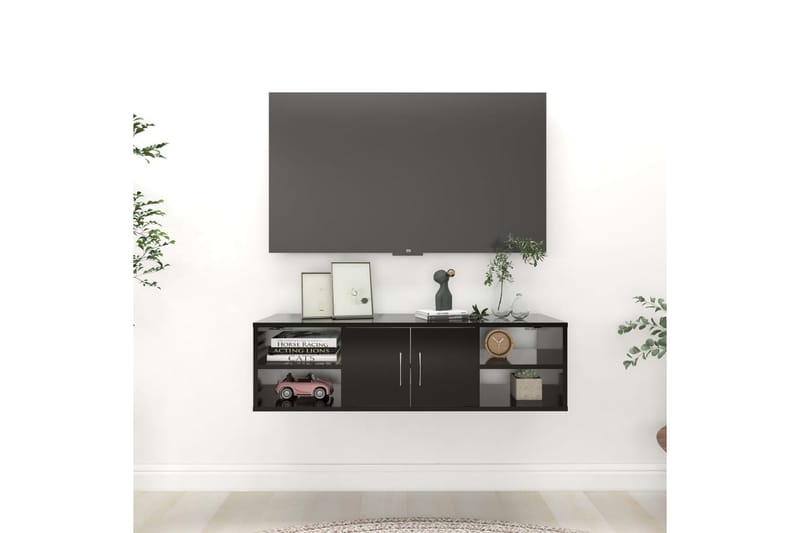 væghylde 102x30x29 cm spånplade sort - Sort - Opbevaring - Hylder & Reoler - Væghylde & vægreol