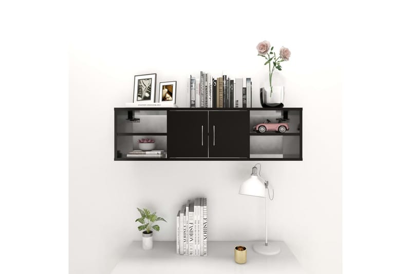 væghylde 102x30x29 cm spånplade sort - Sort - Opbevaring - Hylder & Reoler - Væghylde & vægreol