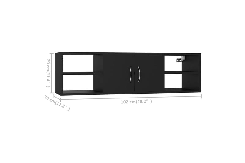 væghylde 102x30x29 cm spånplade sort - Sort - Opbevaring - Hylder & Reoler - Væghylde & vægreol