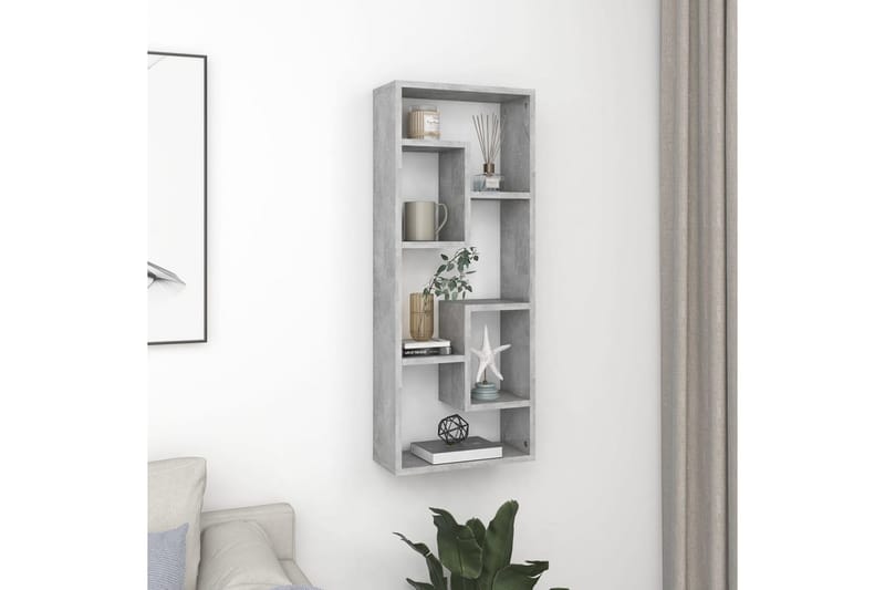 væghylde 36x16x90 cm spånplade betongrå - Grå - Opbevaring - Hylder & Reoler - Væghylde & vægreol