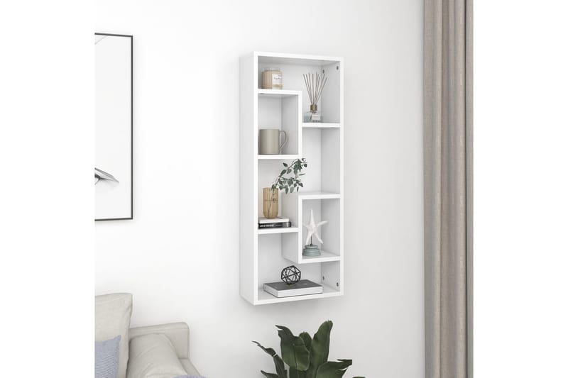 væghylde 36x16x90 cm spånplade hvid - Hvid - Opbevaring - Hylder & Reoler - Væghylde & vægreol