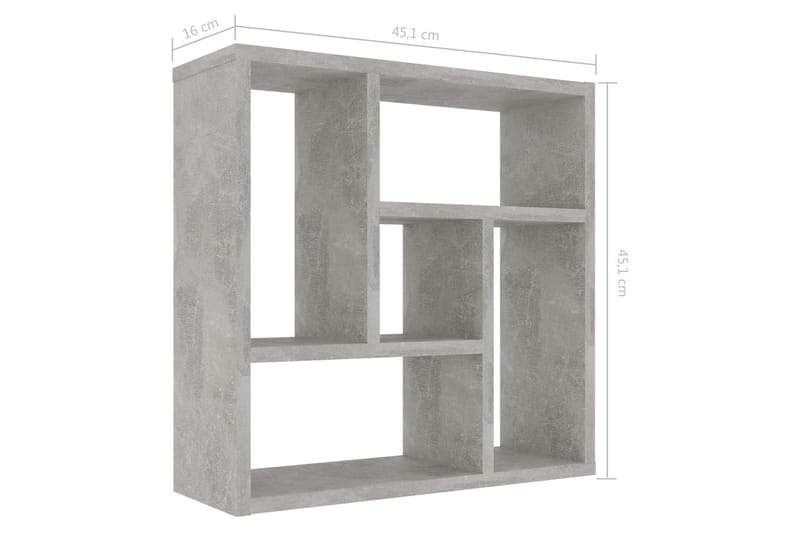 Væghylde 45,1X16X45,1 cm Spånplade Betongrå - Væghylde & vægreol