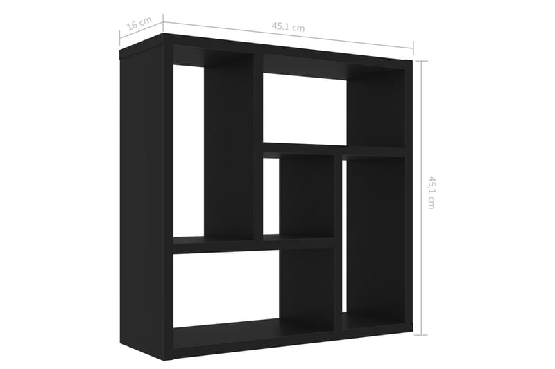 Væghylde 45,1X16X45,1 cm Spånplade Sort - Opbevaring - Hylder & Reoler - Væghylde & vægreol