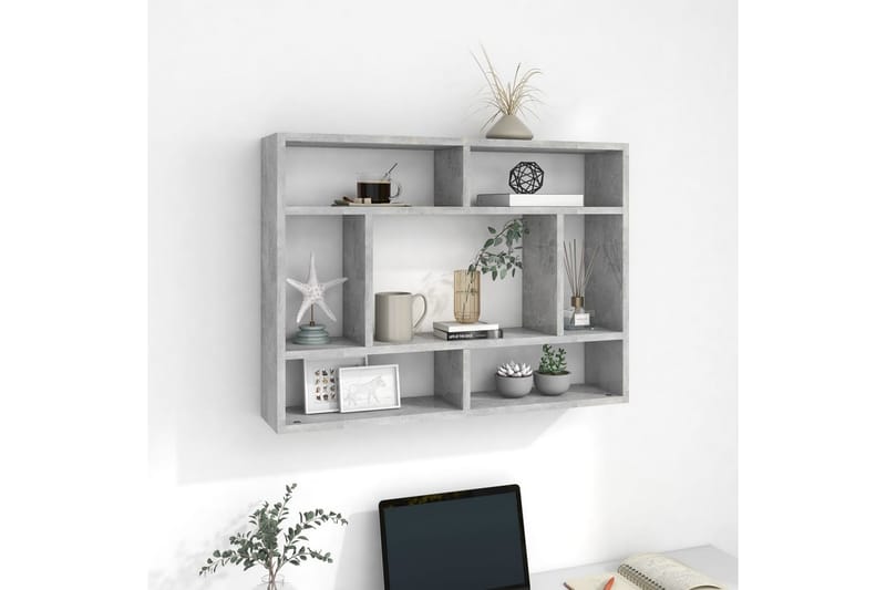væghylde 75x16x55 cm spånplade betongrå - Grå - Opbevaring - Hylder & Reoler - Væghylde & vægreol