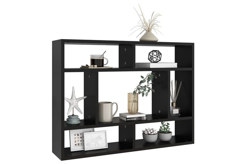 væghylde 75x16x55 cm spånplade sort - Sort - Opbevaring - Hylder & Reoler - Væghylde & vægreol