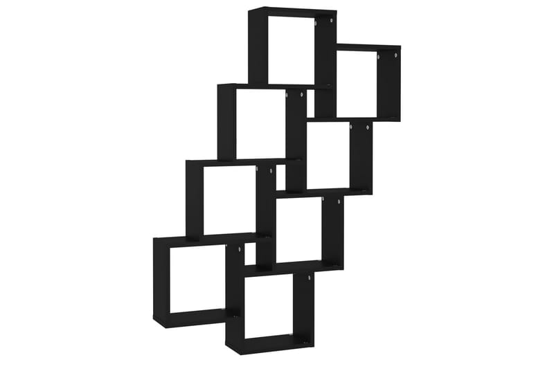 væghylde 90x15x119 cm kubeformet spånplade sort - Sort - Væghylde & vægreol