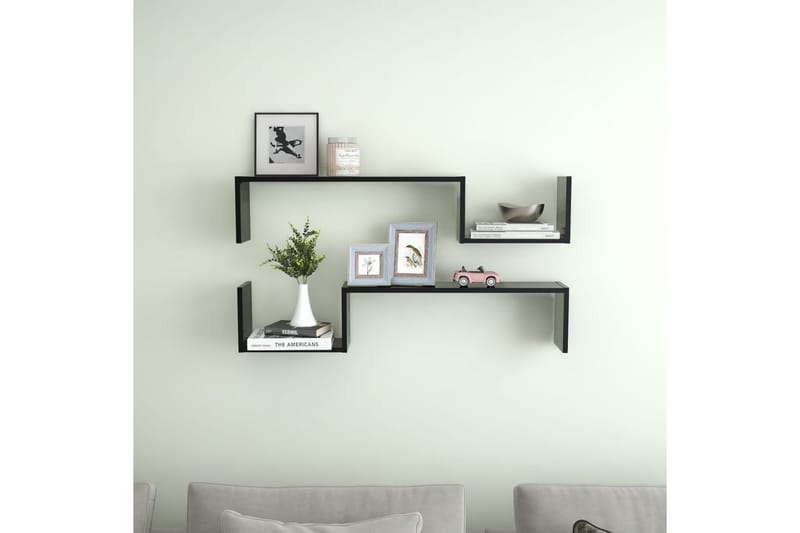 væghylder 2 stk. 100x15x20 cm spånplader sort - Sort - Opbevaring - Hylder & Reoler - Væghylde & vægreol