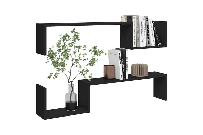 væghylder 2 stk. 100x15x20 cm spånplader sort - Sort - Opbevaring - Hylder & Reoler - Væghylde & vægreol