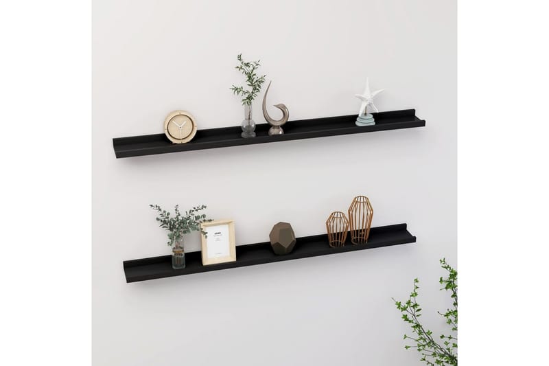 væghylder 2 stk. 100x9x3 cm sort - Sort - Opbevaring - Hylder & Reoler - Væghylde & vægreol