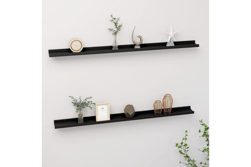væghylder 2 stk. 115x9x3 cm sort - Sort - Opbevaring - Hylder & Reoler - Væghylde & vægreol