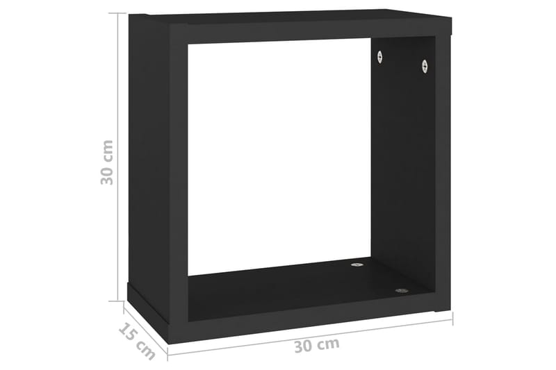 væghylder 2 stk. 30x15x30 cm kubeformet sort - Sort - Væghylde & vægreol