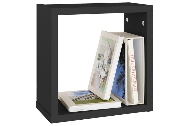 væghylder 2 stk. 30x15x30 cm kubeformet sort - Sort - Opbevaring - Hylder & Reoler - Væghylde & vægreol