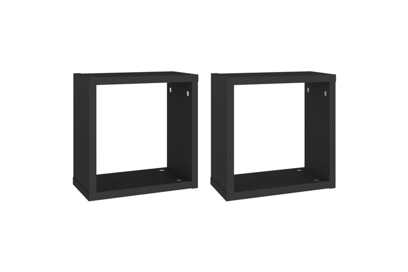 væghylder 2 stk. 30x15x30 cm kubeformet sort - Sort - Opbevaring - Hylder & Reoler - Væghylde & vægreol