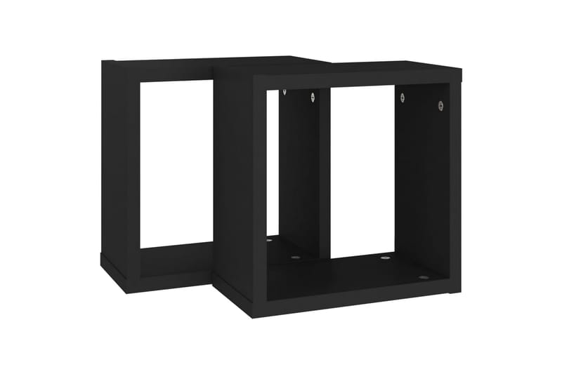 væghylder 2 stk. 30x15x30 cm kubeformet sort - Sort - Opbevaring - Hylder & Reoler - Væghylde & vægreol