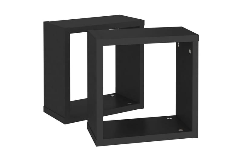 væghylder 2 stk. 30x15x30 cm kubeformet sort - Sort - Opbevaring - Hylder & Reoler - Væghylde & vægreol