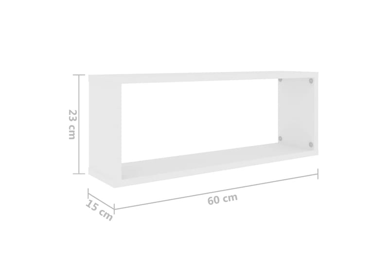væghylder 2 stk. 60x15x23 cm kubeformet spånplade hvid - Hvid - Opbevaring - Hylder & Reoler - Væghylde & vægreol