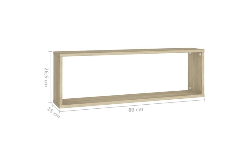 væghylder 2 stk. 80x15x26,5 cm kubeformet spånplade - Brun - Opbevaring - Hylder & Reoler - Væghylde & vægreol