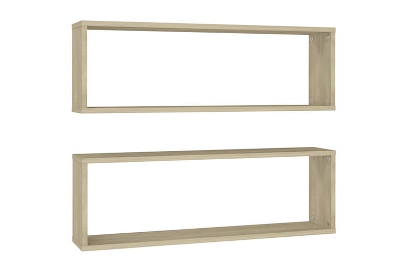 væghylder 2 stk. 80x15x26,5 cm kubeformet spånplade - Brun - Opbevaring - Hylder & Reoler - Væghylde & vægreol